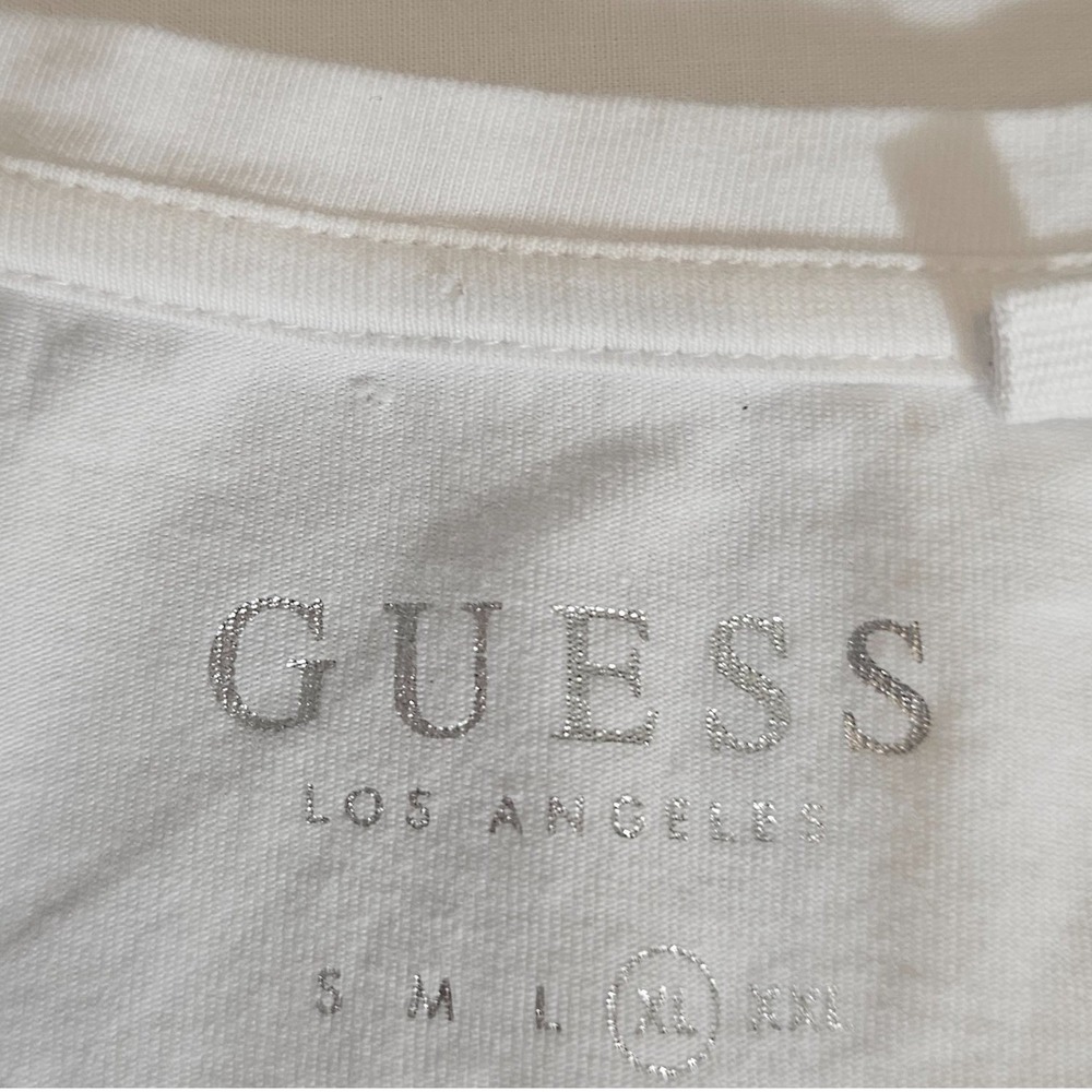 Guess Los Angeles Women's XL White Beaded Snowflake Short Sleeve T-Shirt Tee - Picture 10 of 10